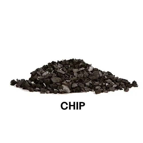A pile of chip size biochar